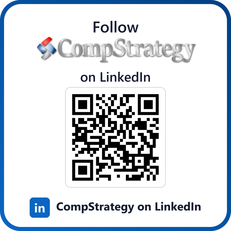 Follow CompStrategy on LinkedIn: QR code and link to the company page